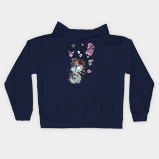 Brown Girl Alice falling in Wonderland Kids Hoodie